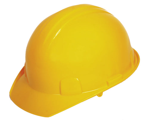 Casco amarillo tipo cachucha dieléctrico con suspensión plástica