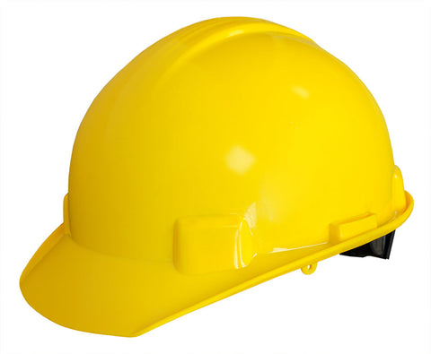 Casco amarillo tipo cachucha dieléctrico con suspensión textil 6 puntos de matraca