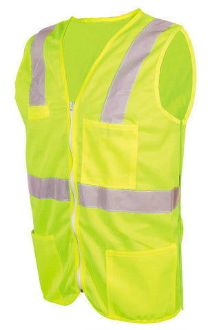 Chaleco amarillo de alta visibilidad con zipper