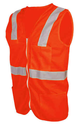 Chaleco anaranjado de alta visibilidad con zipper