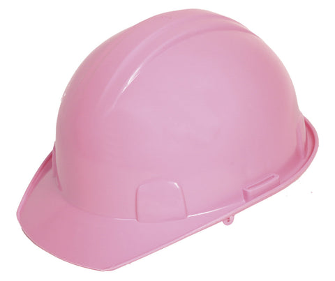 Casco de seguridad rosa tipo cachucha dieléctrico con suspensión plástica